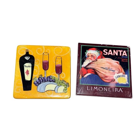 Santa Limoneira & Wine-Themed Ceramic Coasters - Picture 1 of 5